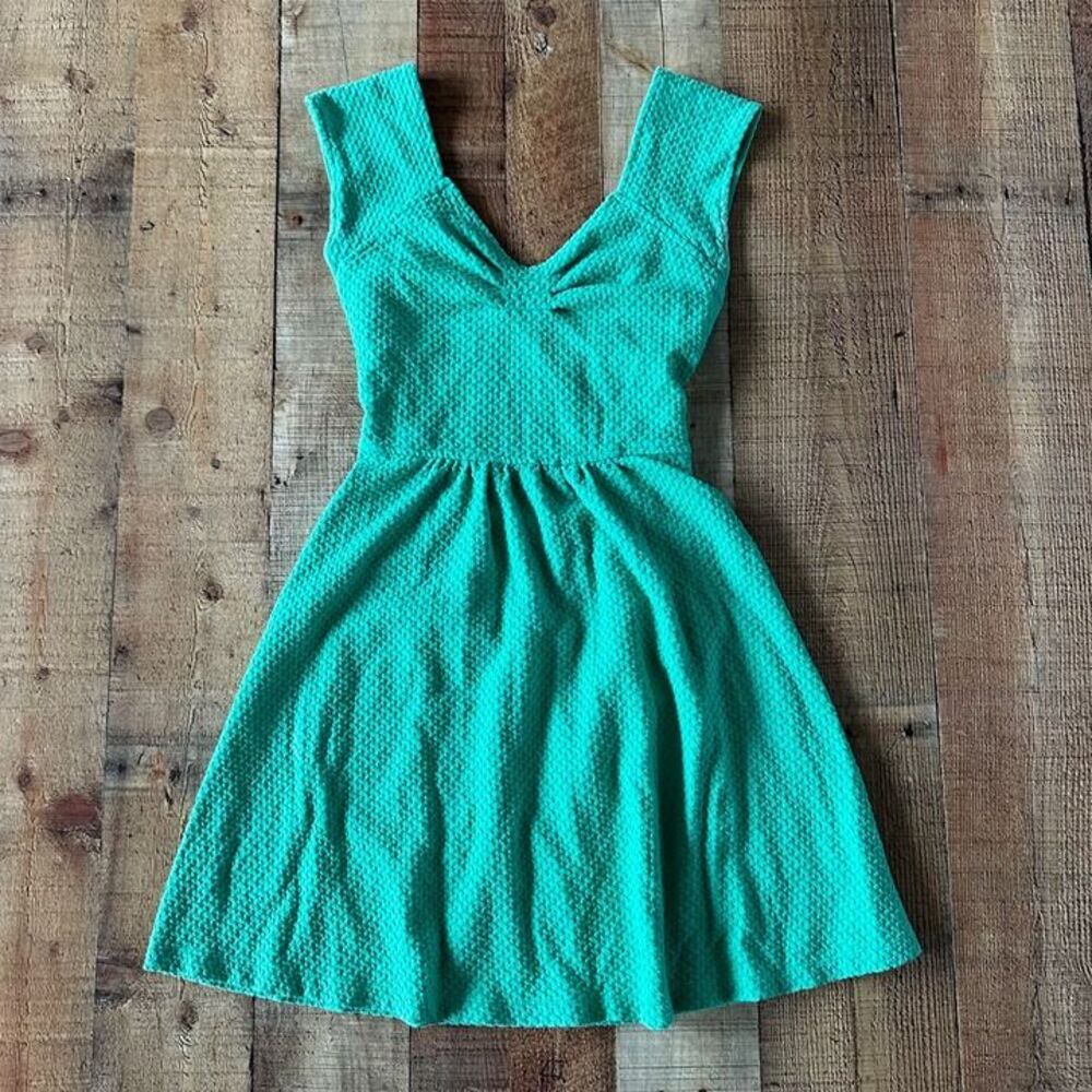 Anthropologie Postmark Matilda Dress Fit & Flare Textured Sleeveless Green -6P